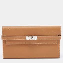 Hermes Gold Epsom Leather Kelly Classic Wallet