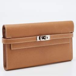 Hermes Gold Epsom Leather Kelly Classic Wallet