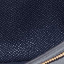 Hermes Bleu Indigo Epsom Leather Gold Finish Bearn Wallet