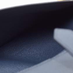 Hermes Bleu Indigo Epsom Leather Gold Finish Bearn Wallet