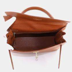 Pre Owned HERMES Kelly 32 2way hand shoulder bag Couchevel Epson Cognac B engraved outside stitching