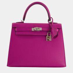 Pre Owned Hermes Kelly  25cm in Rose Pourpre Epsom Leather with Palladium Hardware