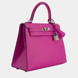 Pre Owned Hermes Kelly  25cm in Rose Pourpre Epsom Leather with Palladium Hardware