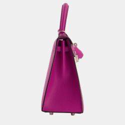 Pre Owned Hermes Kelly  25cm in Rose Pourpre Epsom Leather with Palladium Hardware