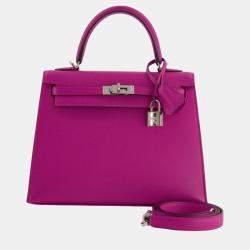 Pre Owned Hermes Kelly  25cm in Rose Pourpre Epsom Leather with Palladium Hardware