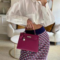 Pre Owned Hermes Kelly  25cm in Rose Pourpre Epsom Leather with Palladium Hardware