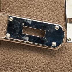Hermes Taupe Grey Taurillon Clemence Leather Palladium Finish Jypsiere 34 Bag