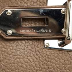 Hermes Taupe Grey Taurillon Clemence Leather Palladium Finish Jypsiere 34 Bag