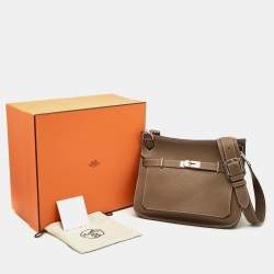 Hermes Taupe Grey Taurillon Clemence Leather Palladium Finish Jypsiere 34 Bag