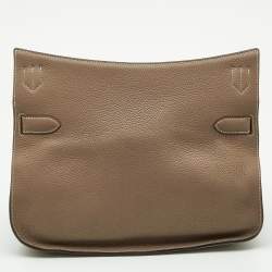 Hermes Taupe Grey Taurillon Clemence Leather Palladium Finish Jypsiere 34 Bag