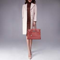 Hermes Rouge Garance Togo Leather Palladium Finish Birkin 35 Bag