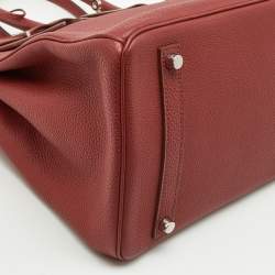 Hermes Rouge Garance Togo Leather Palladium Finish Birkin 35 Bag