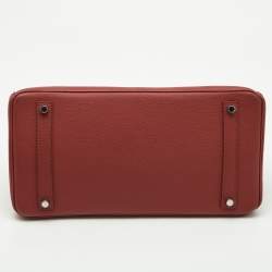 Hermes Rouge Garance Togo Leather Palladium Finish Birkin 35 Bag