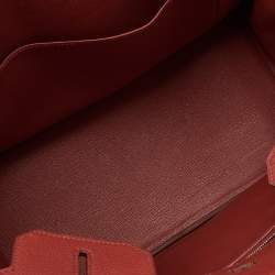 Hermes Rouge Garance Togo Leather Palladium Finish Birkin 35 Bag