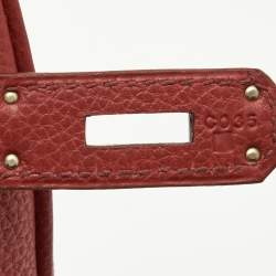 Hermes Rouge Garance Togo Leather Palladium Finish Birkin 35 Bag
