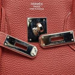 Hermes Rouge Garance Togo Leather Palladium Finish Birkin 35 Bag