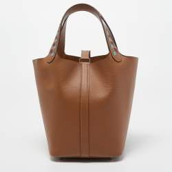 Hermes Gold/Bleu Du Nord/Rouge H Epsom Leather Picotin Lock Tressage PM Bag