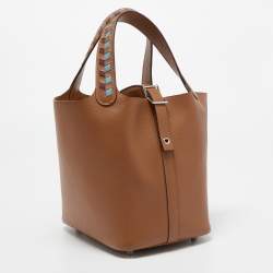 Hermes Gold/Bleu Du Nord/Rouge H Epsom Leather Picotin Lock Tressage PM Bag