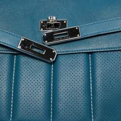 Pre Owned Hermes  Bleu Thalassa Swift Leather Palladium Finish Berline 28 Bag