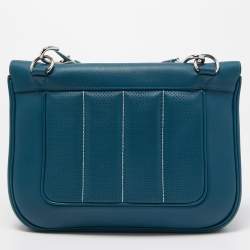 Pre Owned Hermes  Bleu Thalassa Swift Leather Palladium Finish Berline 28 Bag