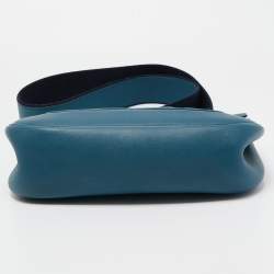 Pre Owned Hermes  Bleu Thalassa Swift Leather Palladium Finish Berline 28 Bag
