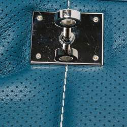 Pre Owned Hermes  Bleu Thalassa Swift Leather Palladium Finish Berline 28 Bag