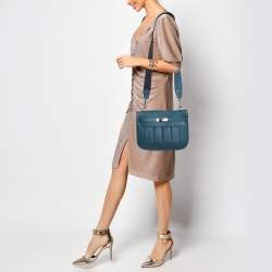 Pre Owned Hermes  Bleu Thalassa Swift Leather Palladium Finish Berline 28 Bag