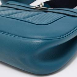 Pre Owned Hermes  Bleu Thalassa Swift Leather Palladium Finish Berline 28 Bag