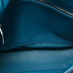 Pre Owned Hermes  Bleu Thalassa Swift Leather Palladium Finish Berline 28 Bag