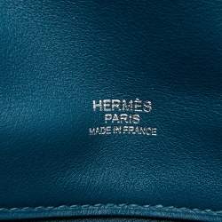 Pre Owned Hermes  Bleu Thalassa Swift Leather Palladium Finish Berline 28 Bag