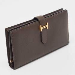 Pre Owned Hermés Chocolat Epsom Leather Bearn Gusset Wallet