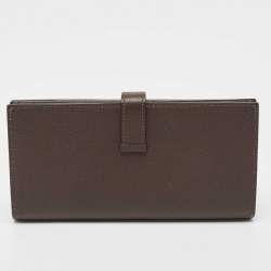 Pre Owned Hermés Chocolat Epsom Leather Bearn Gusset Wallet