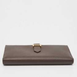 Pre Owned Hermés Chocolat Epsom Leather Bearn Gusset Wallet