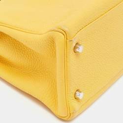 Hermes Jaune Togo Leather Palladium Finish Kelly Retourne 32 Bag