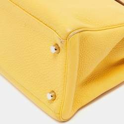 Hermes Jaune Togo Leather Palladium Finish Kelly Retourne 32 Bag