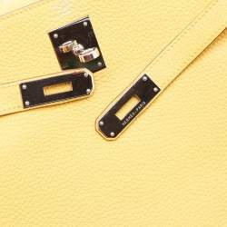 Hermes Jaune Togo Leather Palladium Finish Kelly Retourne 32 Bag
