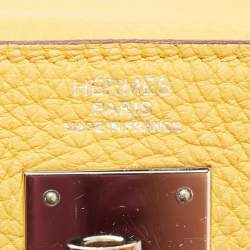 Hermes Jaune Togo Leather Palladium Finish Kelly Retourne 32 Bag