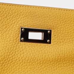 Hermes Jaune Togo Leather Palladium Finish Kelly Retourne 32 Bag