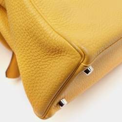 Hermes Jaune Togo Leather Palladium Finish Kelly Retourne 32 Bag