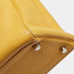 Hermes Jaune Togo Leather Palladium Finish Kelly Retourne 32 Bag
