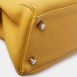 Hermes Jaune Togo Leather Palladium Finish Kelly Retourne 32 Bag