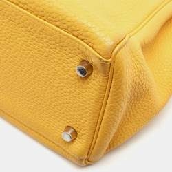 Hermes Jaune Togo Leather Palladium Finish Kelly Retourne 32 Bag