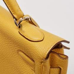 Hermes Jaune Togo Leather Palladium Finish Kelly Retourne 32 Bag