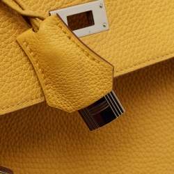 Hermes Jaune Togo Leather Palladium Finish Kelly Retourne 32 Bag