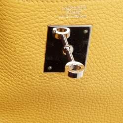 Hermes Jaune Togo Leather Palladium Finish Kelly Retourne 32 Bag