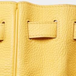 Hermes Jaune Togo Leather Palladium Finish Kelly Retourne 32 Bag