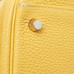 Hermes Jaune Togo Leather Palladium Finish Kelly Retourne 32 Bag