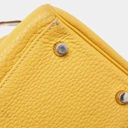 Hermes Jaune Togo Leather Palladium Finish Kelly Retourne 32 Bag