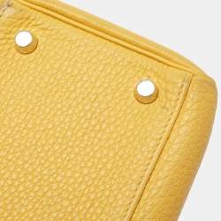 Hermes Jaune Togo Leather Palladium Finish Kelly Retourne 32 Bag