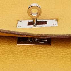 Hermes Jaune Togo Leather Palladium Finish Kelly Retourne 32 Bag